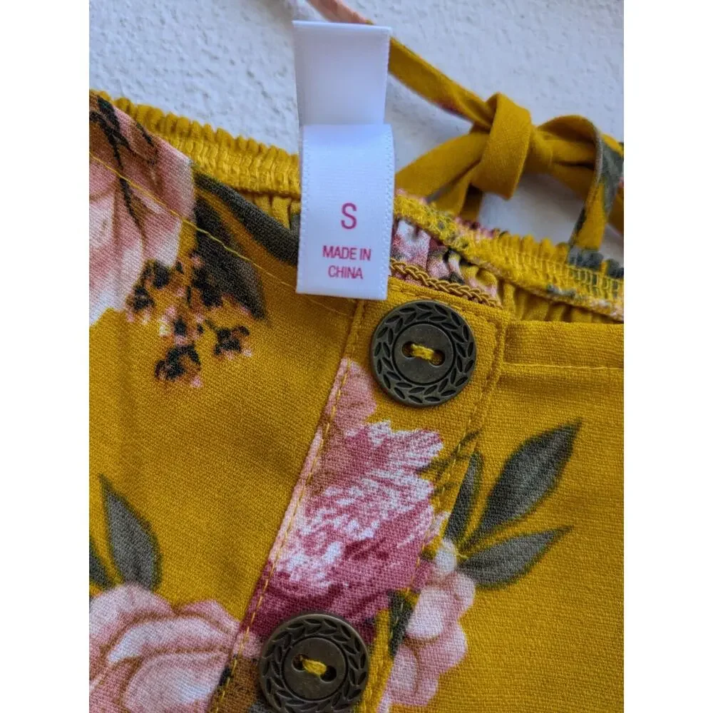 Xhilaration Juniors Crop Top Cottagecore Off or On The Shoulder Boho Floral Sz S